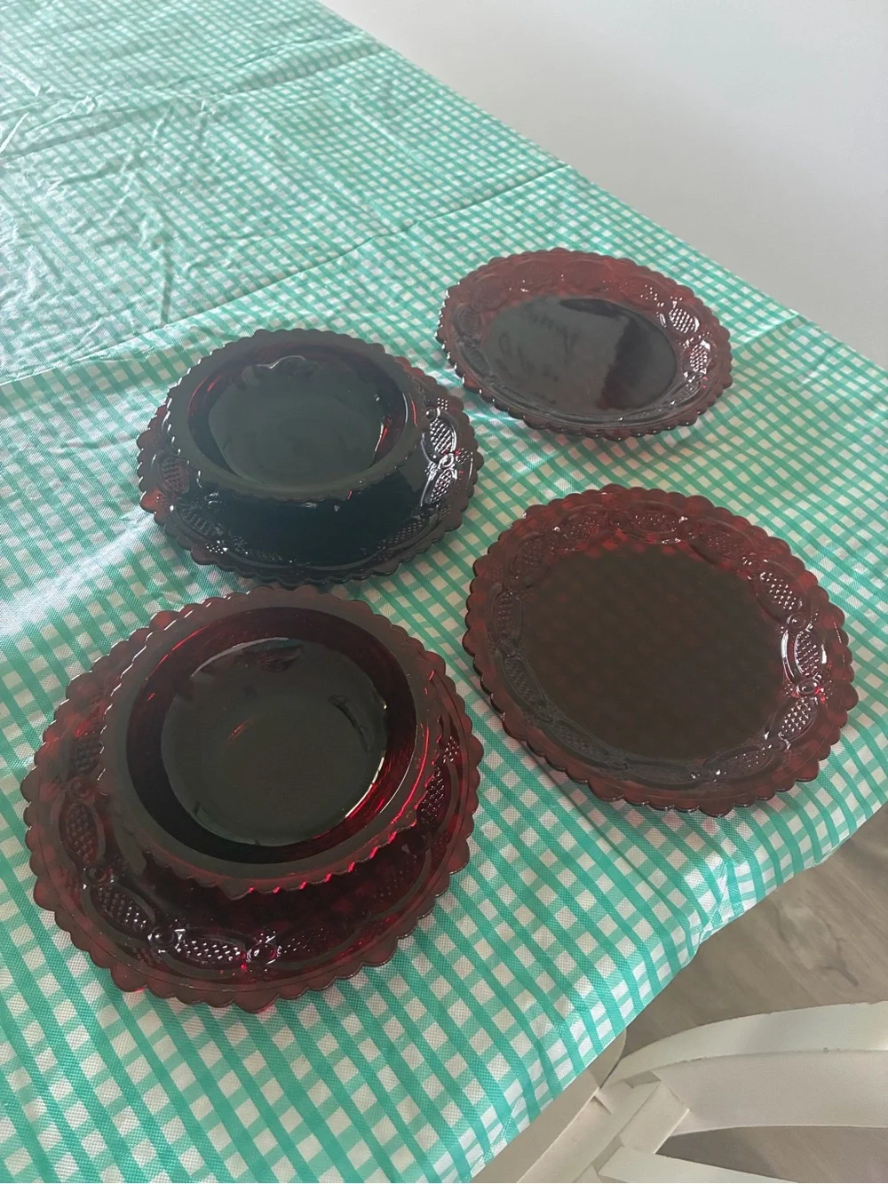 Avon Cape Cod Ruby Red Glass Salad and Dessert Plates